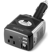 BESTEK 150W Power Inverter 12V to 110V Voltage Converter Car Charger Power Adapter with 2 USB Charging Ports (3.1A Shared),Gray